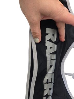 NFL Raiders Sports Bra Black Silver For Her Athleisure Top